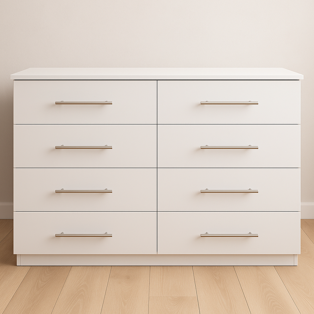 8 Drawer Chest of Drawers – Modern Bedroom Storage Unit | Available in White & Black &Grey