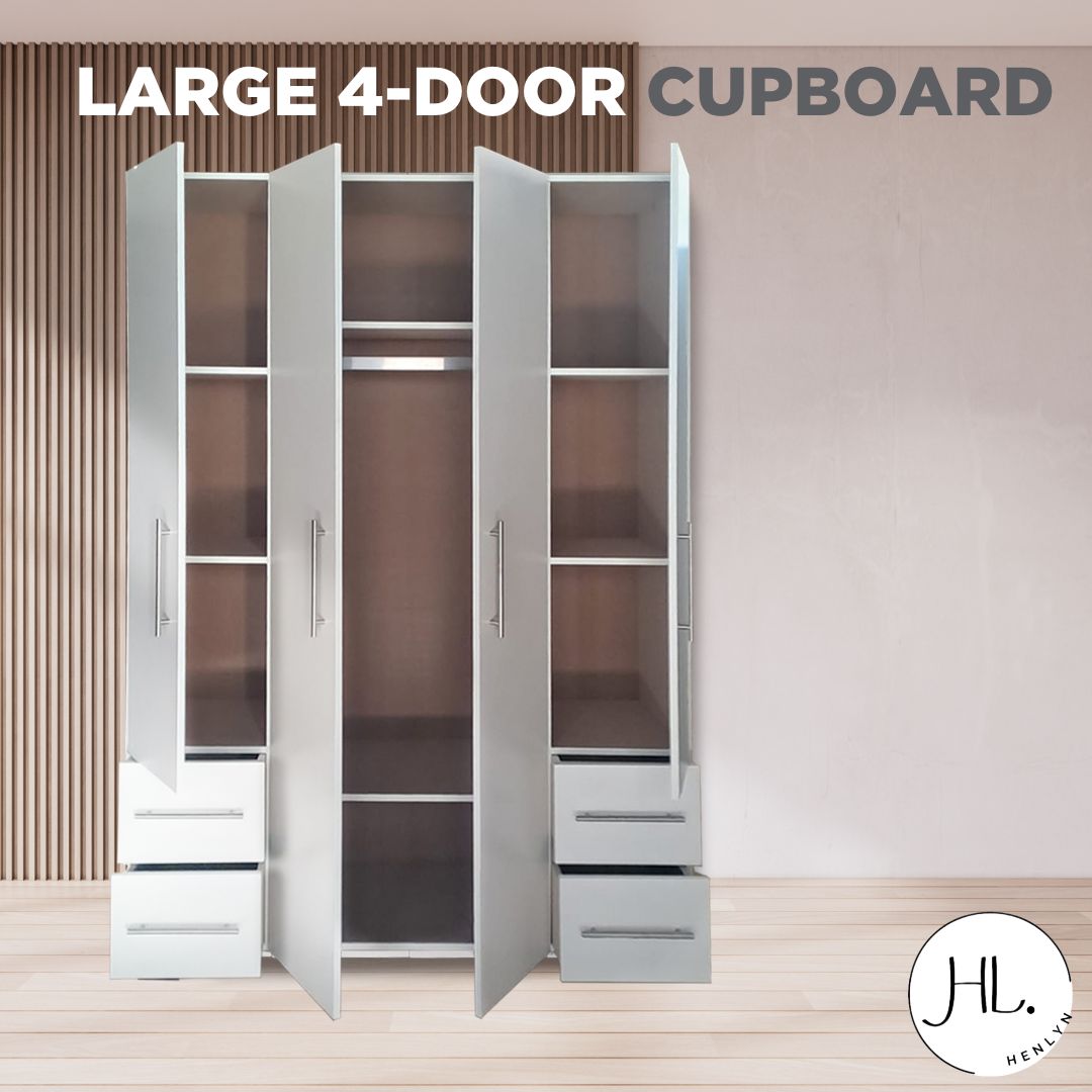 Spacious 4-Door Wardrobe with Drawers – Modern Bedroom Storage Solution