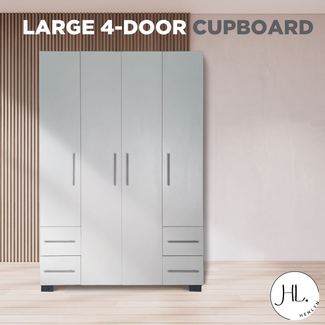 Spacious 4-Door Wardrobe with Drawers – Modern Bedroom Storage Solution